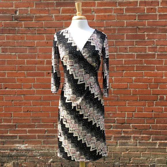 90s/Y2K BCBGMaxAzria Faux Wrap Dress, M - Picture 1 of 6